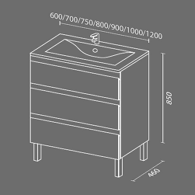 Тумба с раковиной SanVit Авеню-3 70 kavenu3070w Белая глянцевая
