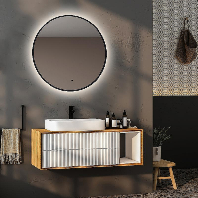 Зеркало Abber Mond 100 AG6204SCGL-1.0 с подсветкой Золото с бесконтактным выключателем и диммером