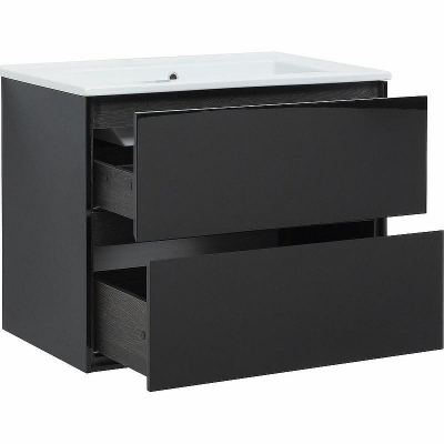 Тумба под раковину Aquanet Милан 85 316703 подвесная Черный глянец