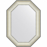 Зеркало Evoform Octagon 74x54 BY 7442 в багетной раме - Белая кожа с хромом 78, купить, цена, заказать, магазин, доставка, скидка, промокод, купить, цена, заказать, магазин, доставка, скидка, промокод