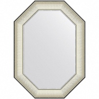 Зеркало Evoform Octagon 74x54 BY 7442 в багетной раме - Белая кожа с хромом 78, купить, цена, заказать, магазин, доставка, скидка, промокод, купить, цена, заказать, магазин, доставка, скидка, промокод