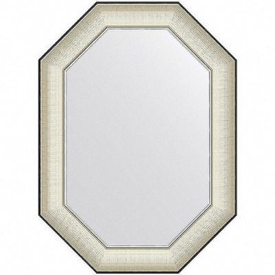 Зеркало Evoform Octagon 74x54 BY 7442 в багетной раме - Белая кожа с хромом 78