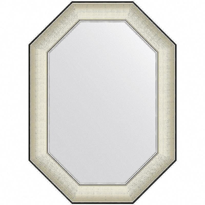 Зеркало Evoform Octagon 74x54 BY 7442 в багетной раме - Белая кожа с хромом 78, купить, цена, заказать, магазин, доставка, скидка, промокод, купить, цена, заказать, магазин, доставка, скидка, промокод