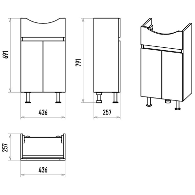 Тумба с раковиной Misty Амур 45 УТ000025516 Белая