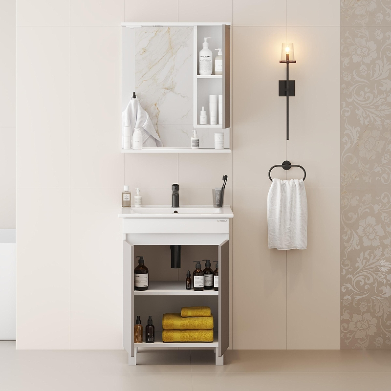 Тумба под раковину Onika Марви 60 106153 цвет Белый Бирюзовый, купить, цена, заказать, магазин, доставка, скидка, промокод, купить, цена, заказать, магазин, доставка, скидка, промокод