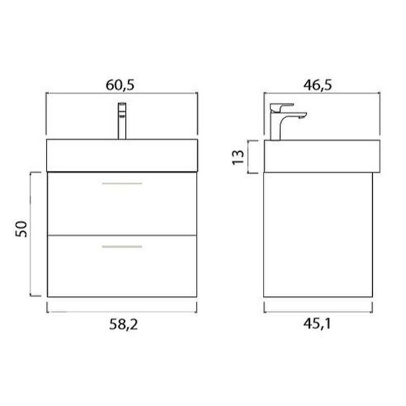Тумба под раковину Creto Tivoli 60 8-1376W подвесная Белая, купить, цена, заказать, магазин, доставка, скидка, промокод, купить, цена, заказать, магазин, доставка, скидка, промокод