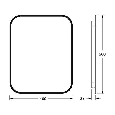Зеркало Defesto Aura 40х50 DF 2961 с подсветкой 15W-4500K/Без выключателя/Нейтральный белый свет/Черная рама