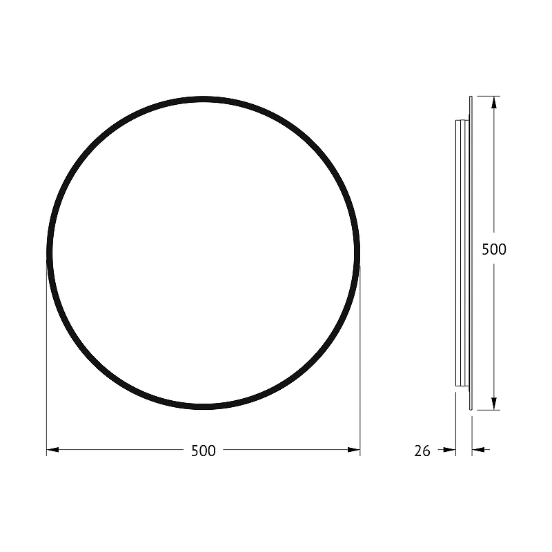 Зеркало Defesto Aura 50х50 DF 2982 с подсветкой 12W-4500K/Без выключателя/Нейтральный белый свет/Черная рама, купить, цена, заказать, магазин, доставка, скидка, промокод, купить, цена, заказать, магазин, доставка, скидка, промокод