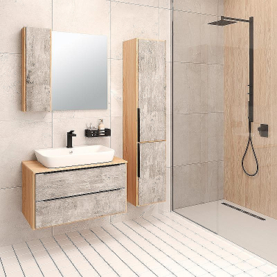 Шкаф пенал Runo Мальта 35 R 00-00001096 подвесной Серый Дуб