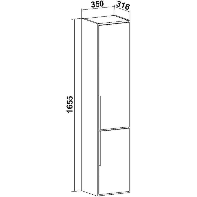 Шкаф пенал Runo Мальта 35 R 00-00001096 подвесной Серый Дуб