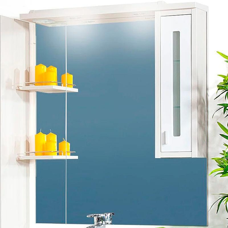 Зеркало со шкафом Бриклаер Бали 90 R 4627125412042 с подсветкой Светлая лиственница Белое глянцевое, купить, цена, заказать, магазин, доставка, скидка, промокод, купить, цена, заказать, магазин, доставка, скидка, промокод