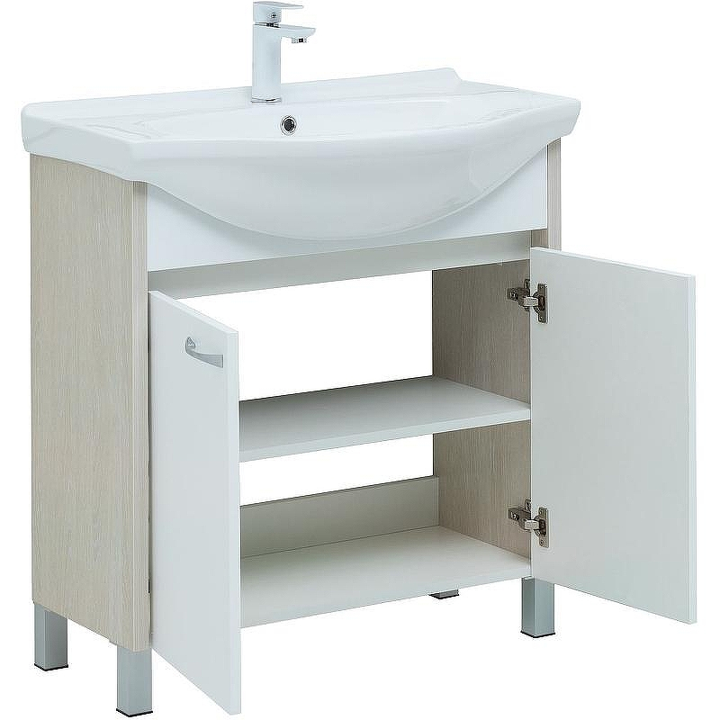 Тумба под раковину Aquanet Донна 80 274170 Белый дуб Белая, купить, цена, заказать, магазин, доставка, скидка, промокод, купить, цена, заказать, магазин, доставка, скидка, промокод