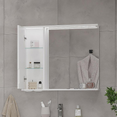 Зеркало со шкафом Volna Lake 80 L zsLAKE80.L-01 с подсветкой Белое