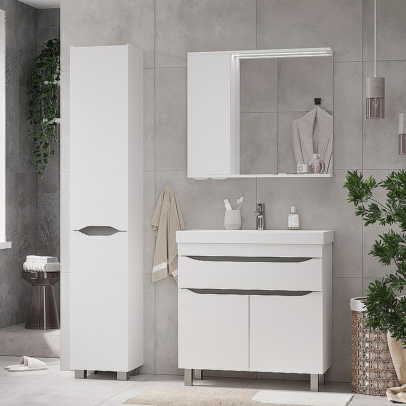 Зеркало со шкафом Volna Lake 80 L zsLAKE80.L-01 с подсветкой Белое, купить, цена, заказать, магазин, доставка, скидка, промокод, купить, цена, заказать, магазин, доставка, скидка, промокод