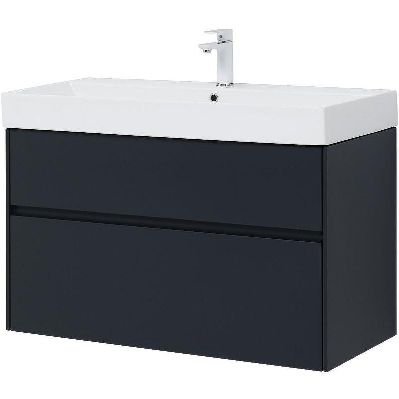 Тумба с раковиной Aquanet Бруклин 100 312874 подвесная Антрацит матовый, купить, цена, заказать, магазин, доставка, скидка, промокод, купить, цена, заказать, магазин, доставка, скидка, промокод