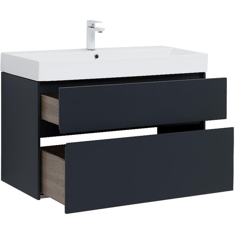 Тумба с раковиной Aquanet Бруклин 100 312874 подвесная Антрацит матовый, купить, цена, заказать, магазин, доставка, скидка, промокод, купить, цена, заказать, магазин, доставка, скидка, промокод