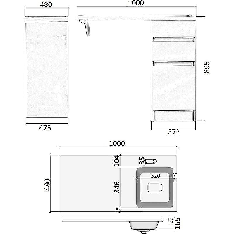 Тумба с раковиной Orange Sistema 100 R ST-40TUW+RAR Белая глянцевая, купить, цена, заказать, магазин, доставка, скидка, промокод, купить, цена, заказать, магазин, доставка, скидка, промокод