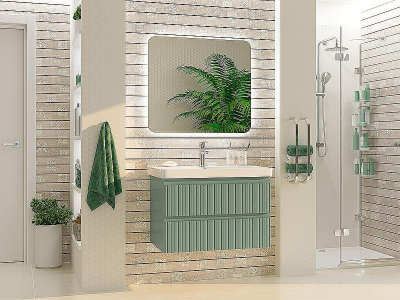 Тумба с раковиной Brevita Victory 80 УТ000015999 подвесная Зеленая матовая