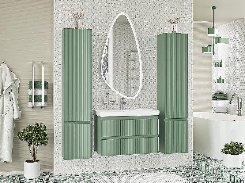 Тумба с раковиной Brevita Victory 80 УТ000015999 подвесная Зеленая матовая, купить, цена, заказать, магазин, доставка, скидка, промокод, купить, цена, заказать, магазин, доставка, скидка, промокод