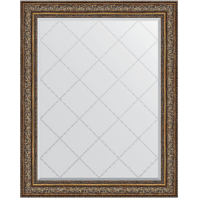 Зеркало Evoform Exclusive-G 125х100 BY 4384 с гравировкой в багетной раме - Виньетка состаренная бронза 109