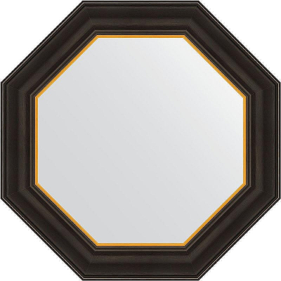 Зеркало Evoform Octagon 54х54 BY 3874 в багетной раме - Черное дерево с золотом 71