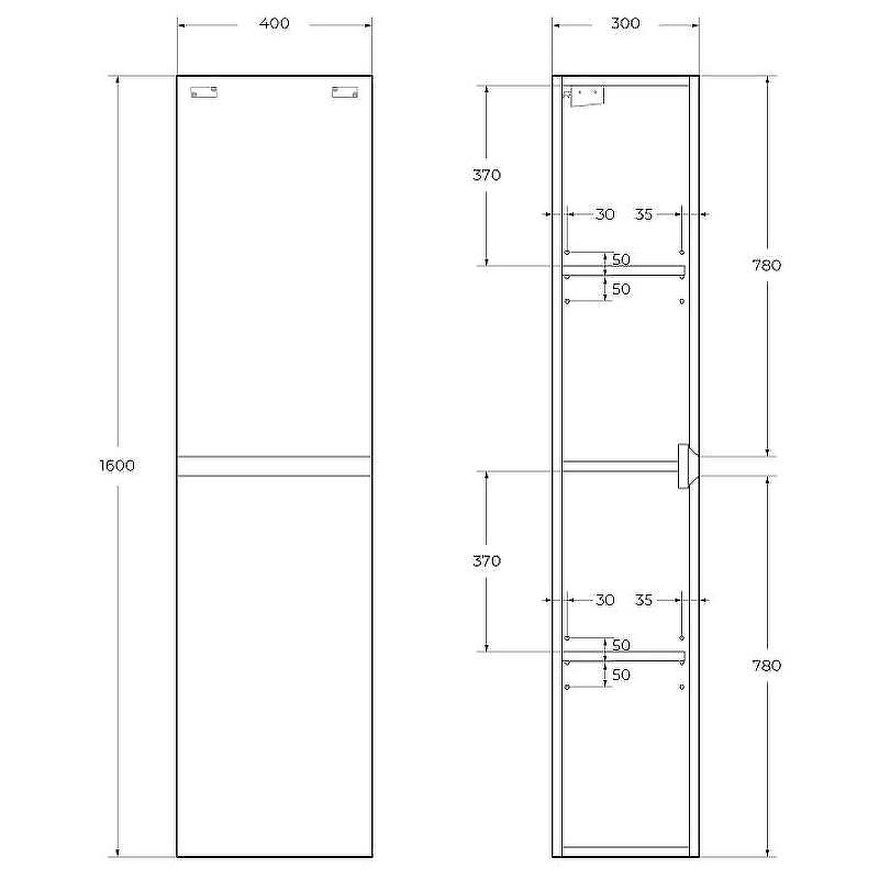 Шкаф пенал Cezares Molveno 40 MOLVENO-1600-2A-SC-ANTR подвесной Antracite, купить, цена, заказать, магазин, доставка, скидка, промокод, купить, цена, заказать, магазин, доставка, скидка, промокод