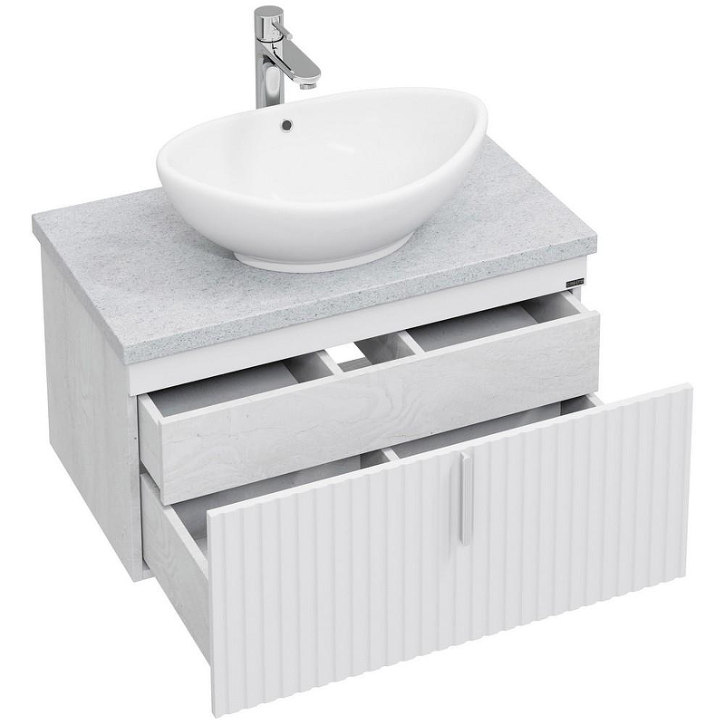 Тумба под раковину СанТа Юпитер 80 700357 подвесная Белая Светлое дерево, купить, цена, заказать, магазин, доставка, скидка, промокод, купить, цена, заказать, магазин, доставка, скидка, промокод