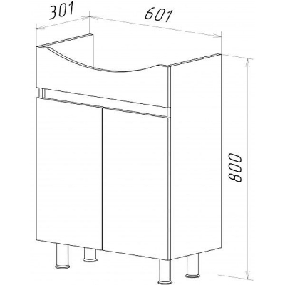 Тумба с раковиной Misty Амур 60 УТ000009552 Белая