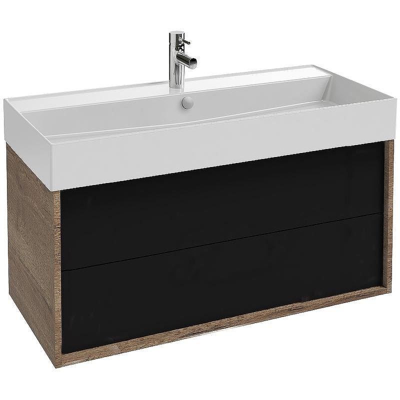 Тумба под раковину Jacob Delafon Vivienne 100 EB1585-E52-S14 подвесная Черный сатин Дуб табак, купить, цена, заказать, магазин, доставка, скидка, промокод, купить, цена, заказать, магазин, доставка, скидка, промокод