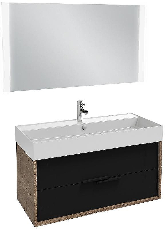 Тумба под раковину Jacob Delafon Vivienne 100 EB1585-E52-S14 подвесная Черный сатин Дуб табак, купить, цена, заказать, магазин, доставка, скидка, промокод, купить, цена, заказать, магазин, доставка, скидка, промокод