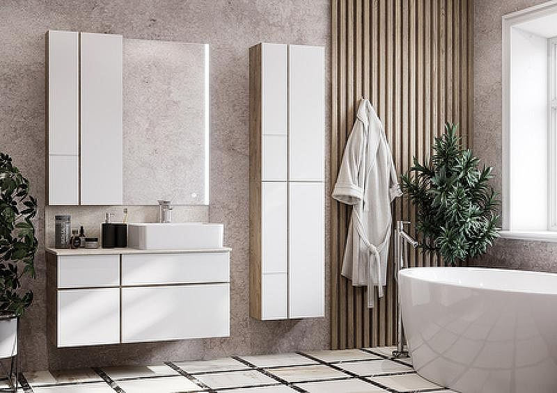 Подвесной шкаф Aquaton Мишель 43 1A244203MIX40 Дуб эндгрейн Белый, купить, цена, заказать, магазин, доставка, скидка, промокод, купить, цена, заказать, магазин, доставка, скидка, промокод