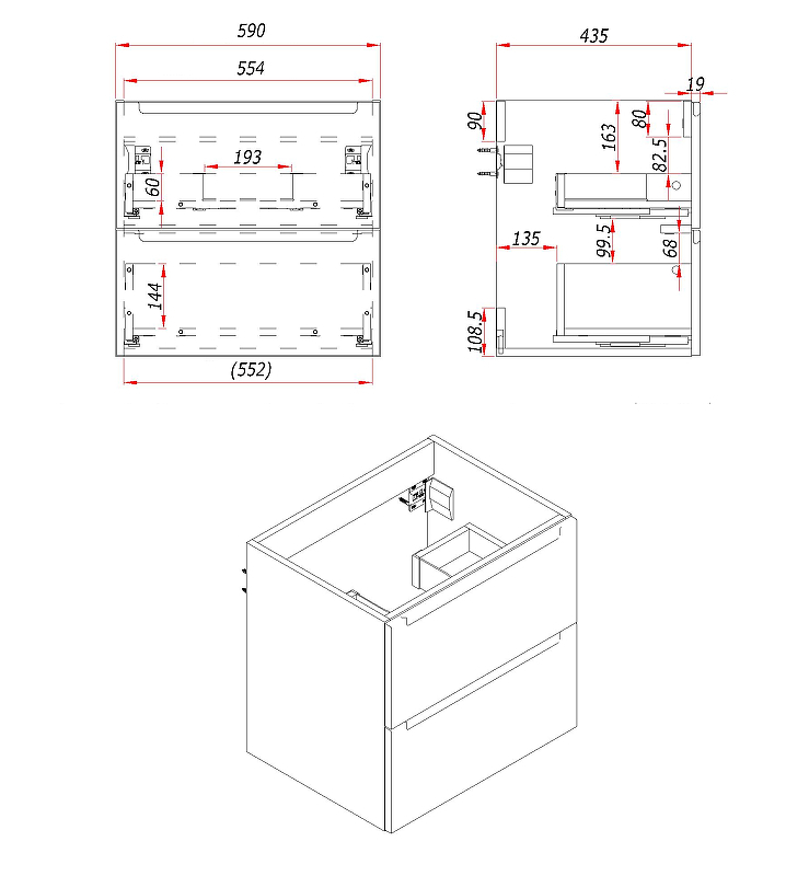 Тумба под раковину ЗОВ Дион 60 D60S подвесная цвет Серо-синий, купить, цена, заказать, магазин, доставка, скидка, промокод, купить, цена, заказать, магазин, доставка, скидка, промокод