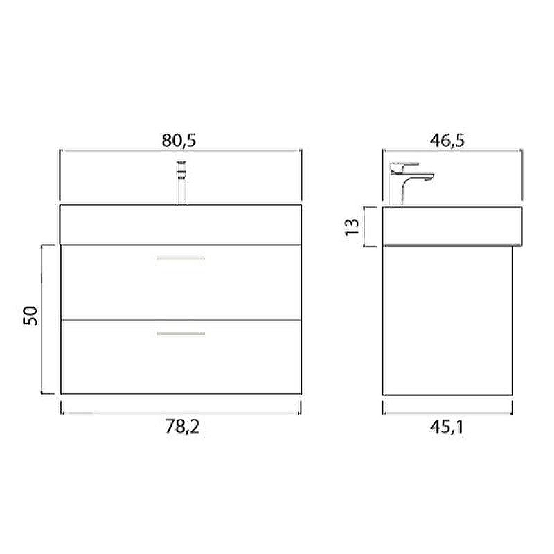 Тумба под раковину Creto Tivoli 80 8-1377W подвесная Белая, купить, цена, заказать, магазин, доставка, скидка, промокод, купить, цена, заказать, магазин, доставка, скидка, промокод