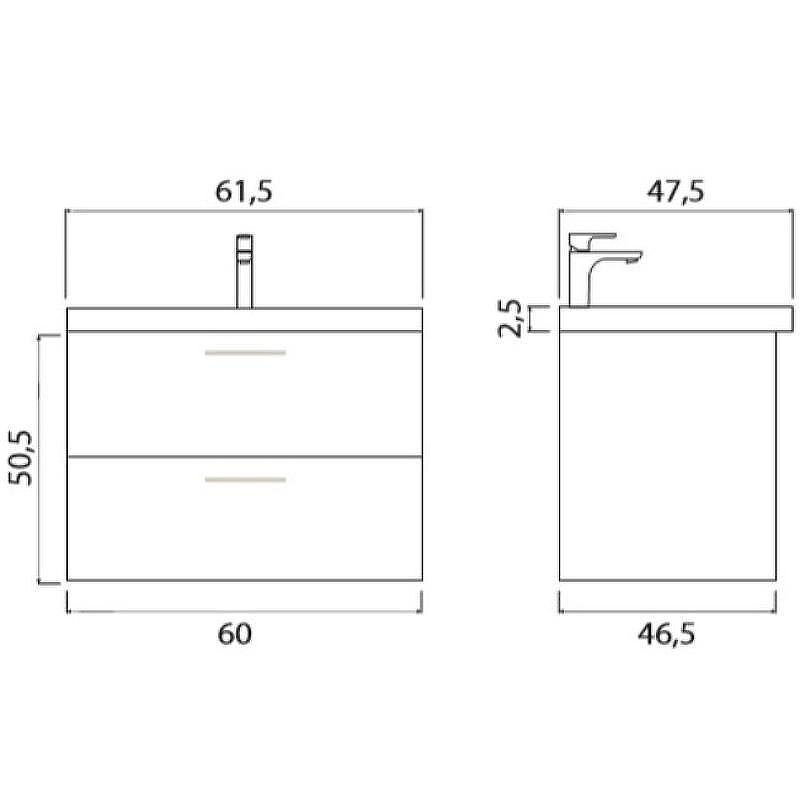 Тумба под раковину Creto Ares 60 10-1161B подвесная Серый Бетон, купить, цена, заказать, магазин, доставка, скидка, промокод, купить, цена, заказать, магазин, доставка, скидка, промокод