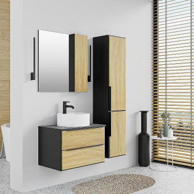 Зеркало со шкафом Runo Мальта 70 00-00001101 Дуб Черное