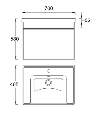 Тумба под раковину Veedi Novel 70 NVL700T-DR подвесная Белая