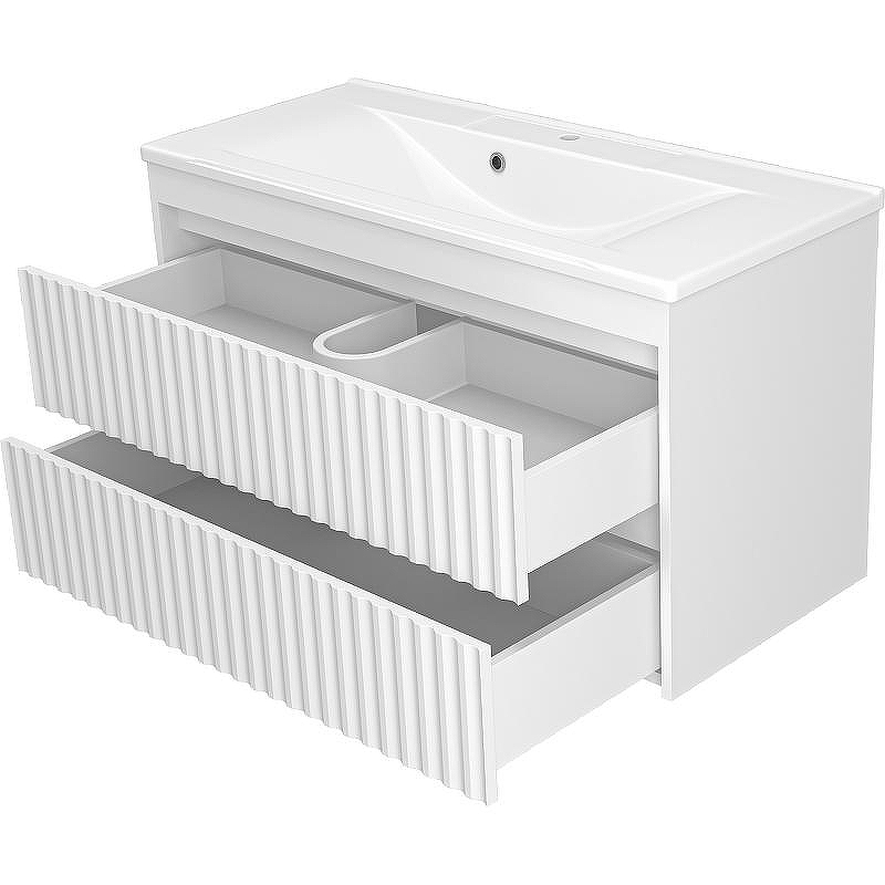 Тумба с раковиной Brevita Balaton 100 УТ000014503 подвесная Белая матовая, купить, цена, заказать, магазин, доставка, скидка, промокод, купить, цена, заказать, магазин, доставка, скидка, промокод