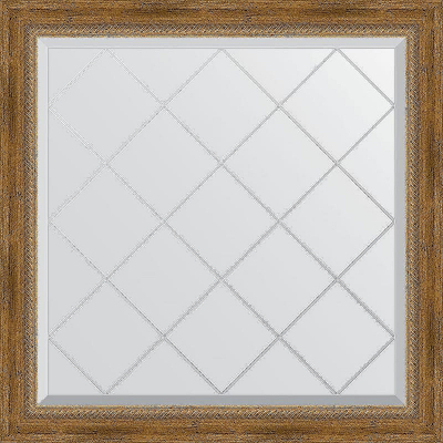 Зеркало Evoform Exclusive-G 83х83 BY 4305 с гравировкой в багетной раме - Состаренная бронза с плетением 70