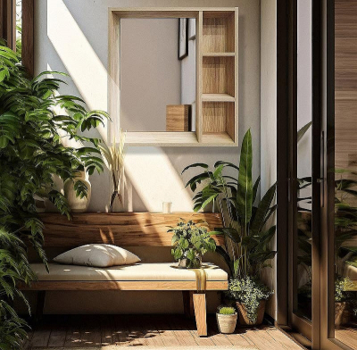 Зеркало со шкафом Runo Эко 55 00-00001451 Лиственница