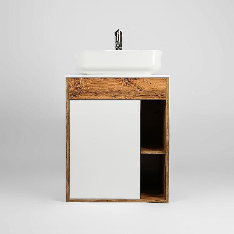 Тумба под раковину VIANT Бостон 56 VBOS56N-T1STP подвесная Белая Дуб Вотан, купить, цена, заказать, магазин, доставка, скидка, промокод, купить, цена, заказать, магазин, доставка, скидка, промокод