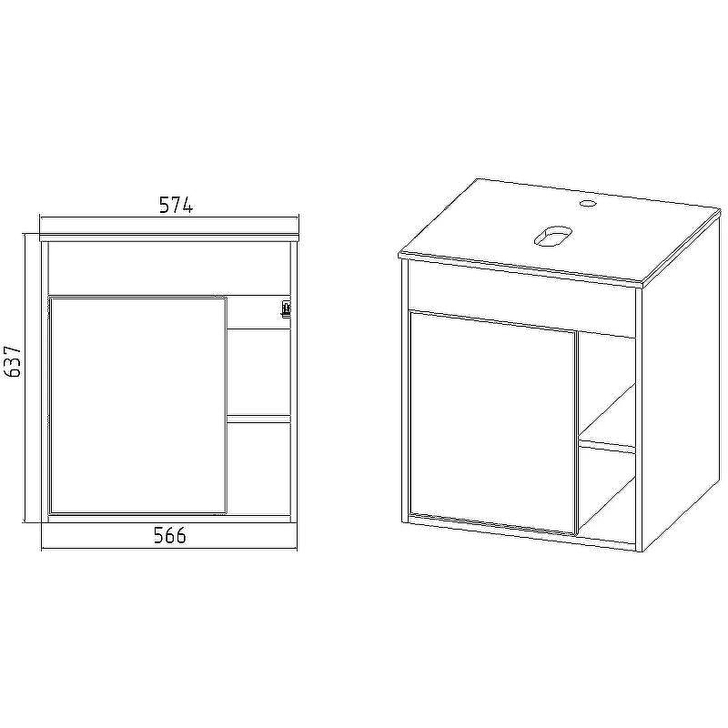 Тумба под раковину VIANT Бостон 56 VBOS56N-T1STP подвесная Белая Дуб Вотан, купить, цена, заказать, магазин, доставка, скидка, промокод, купить, цена, заказать, магазин, доставка, скидка, промокод