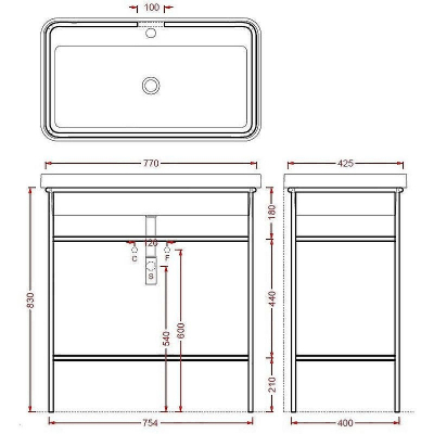 Консоль под раковину Artceram Fuori Scala 80 ACA057 17 Черная матовая