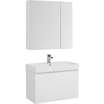 Комплект мебели для ванной Aquanet Йорк 85 203644 подвесной Белый глянец