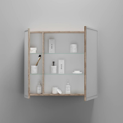 Зеркальный шкаф Sancos Mirror 80 MI80EG с подсветкой Дуб галифакс натуральный