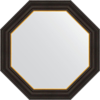 Зеркало Evoform Octagon 64х64 BY 3875 в багетной раме - Черное дерево с золотом 71, купить, цена, заказать, магазин, доставка, скидка, промокод, купить, цена, заказать, магазин, доставка, скидка, промокод
