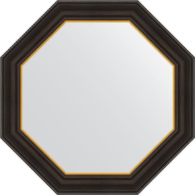 Зеркало Evoform Octagon 64х64 BY 3875 в багетной раме - Черное дерево с золотом 71
