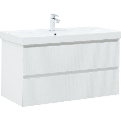 Тумба под раковину Aquanet Альтера 100 337157 подвесная Белая матовая