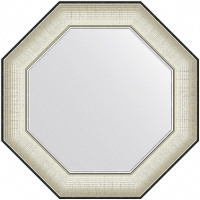 Зеркало Evoform Octagon 54x54 BY 7439 в багетной раме - Белая кожа с хромом 78, купить, цена, заказать, магазин, доставка, скидка, промокод, купить, цена, заказать, магазин, доставка, скидка, промокод
