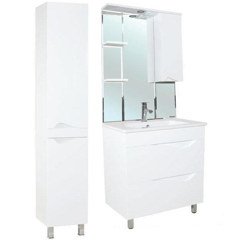 Зеркало со шкафом Bellezza Эйфория 80 R 4916113001017 с подсветкой Белое, купить, цена, заказать, магазин, доставка, скидка, промокод, купить, цена, заказать, магазин, доставка, скидка, промокод