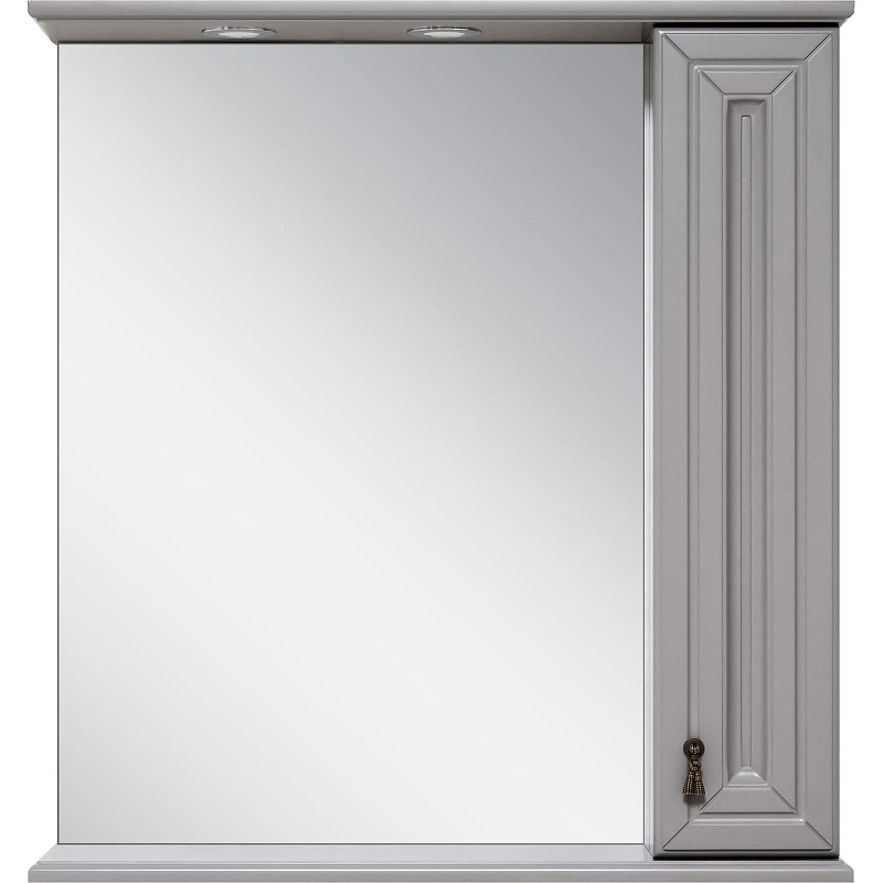 Зеркало со шкафом Misty Лувр 65 R П-Лвр03065-1504П с подсветкой Серое, купить, цена, заказать, магазин, доставка, скидка, промокод, купить, цена, заказать, магазин, доставка, скидка, промокод